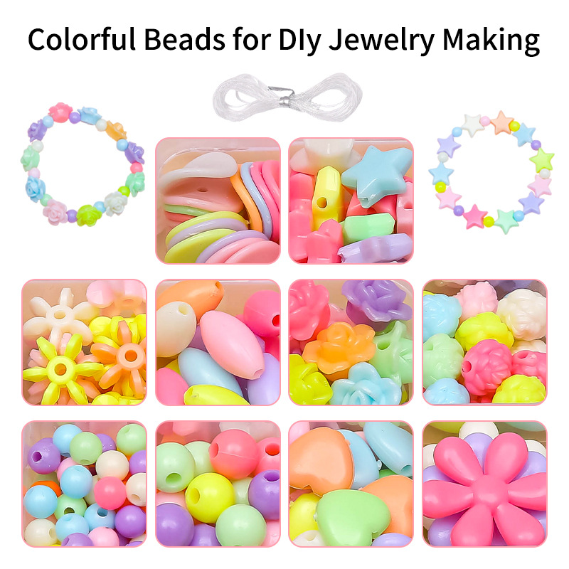 Fabricantes de juguetes de cuentas para niños pulseras diy paquete de material hecho a mano 10 cuentas caja de regalo al por mayor