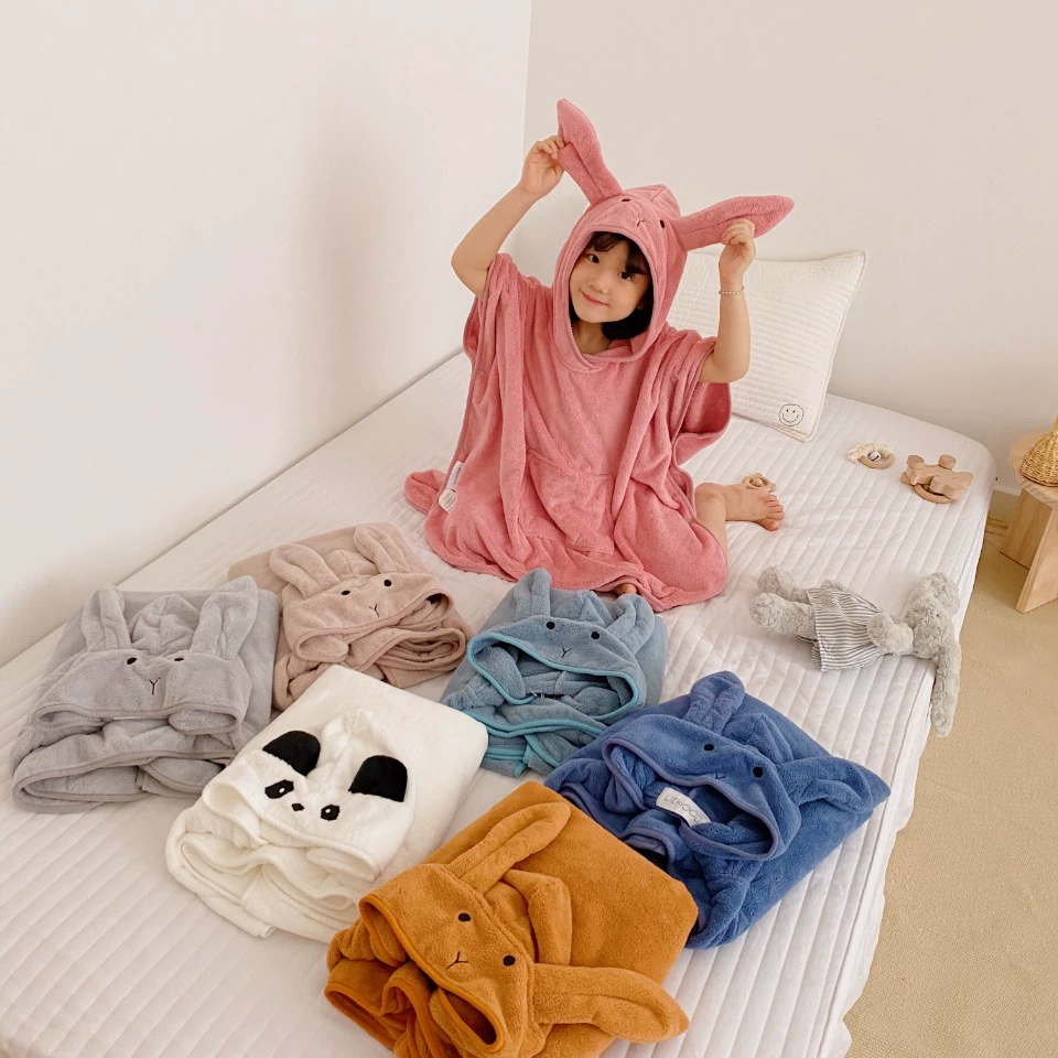 Внешняя торговля Дания органический мягкий детский халат накидка банное полотенце мультфильм с капюшоном детская мультяшная пижама