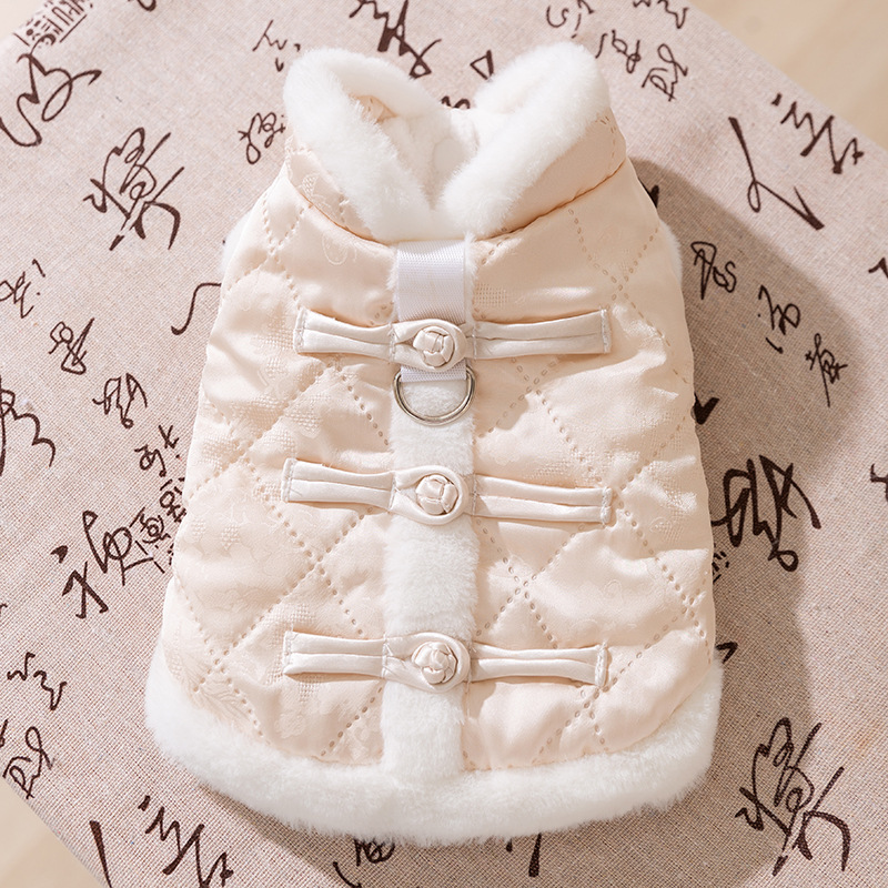 Año nuevo mascota Tang traje León danza pareja ropa de algodón acolchado ropa de Año Nuevo ropa de perro festivo gato dos pies ropa de perro caliente