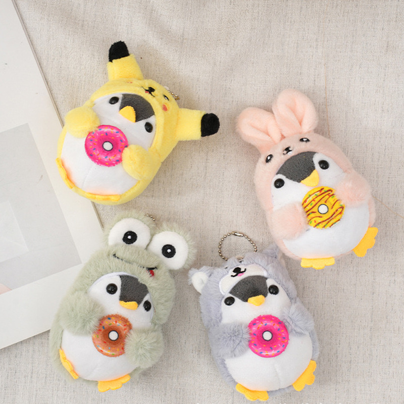 Creative cartoon cross-dressing penguin plush key chain pendant cross-border cute little penguin plush doll doll ornaments Creative cartoon cross-dressing penguin plush key chain pendant cross-border cute little penguin plush doll doll ornaments