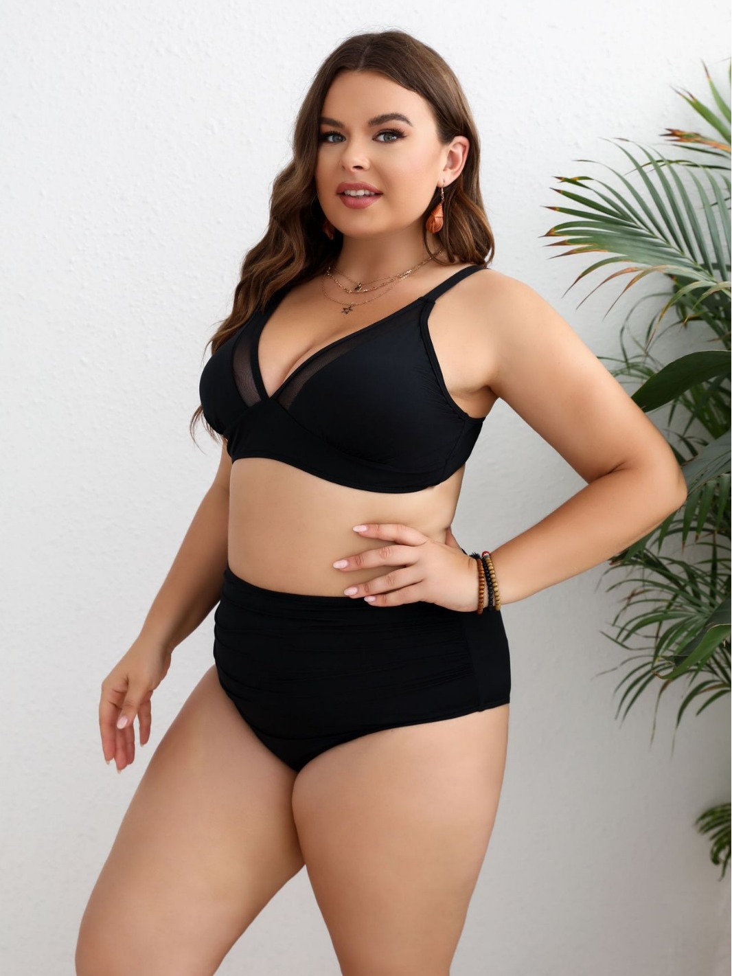 Upanikés ajustados transfronterizos conservadores y sexy bikini de tamaño grande dividido trajes de baño de espalda image 6
