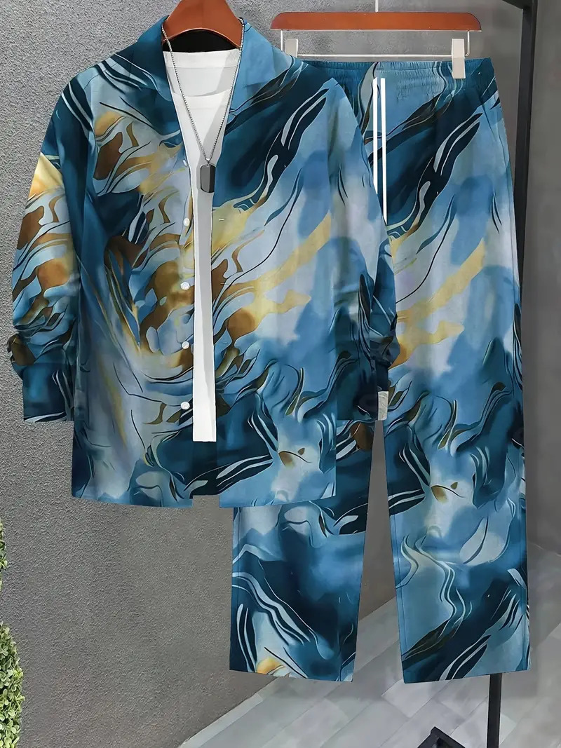 American Cross-border 2024 nueva línea de tendencia de moda casual camisa de manga larga pantalones traje MB12 ML4