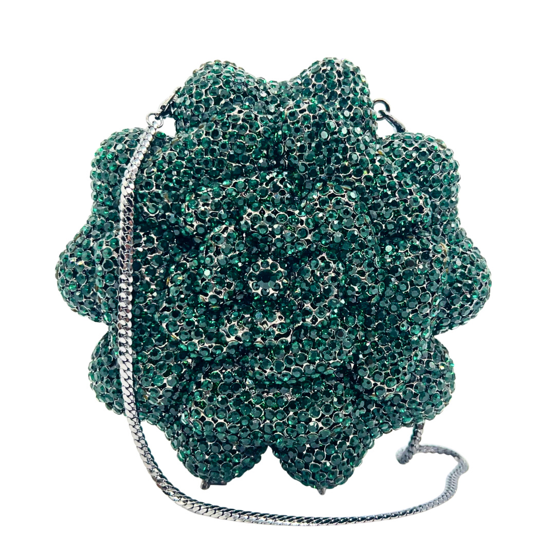 Túi clutch nữ đính đá hình hoa dạ hội sang trọng — Xanh lá cây nhạtcolor, màu vàng, bạc, Tùy chỉnh màu khác