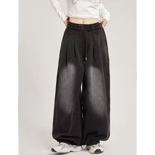 Relaxed Fit Oversize New Denim Jeans for Men and Women, Japanese Style, Plus Size Loose Streetwear, Flowy Floor-Length Wide Leg Pants