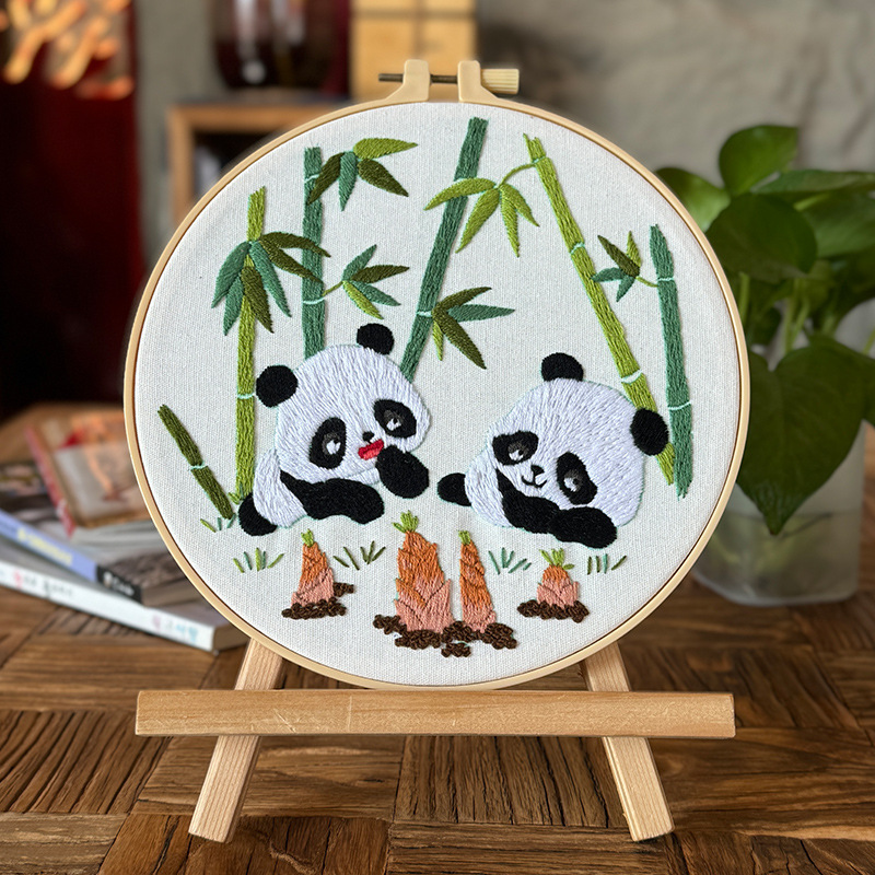 Lu bordado panda gigante bordado diy material de bordado manual Bao Guofeng bordado ramo tridimensional inglés simple cuelgue pintura