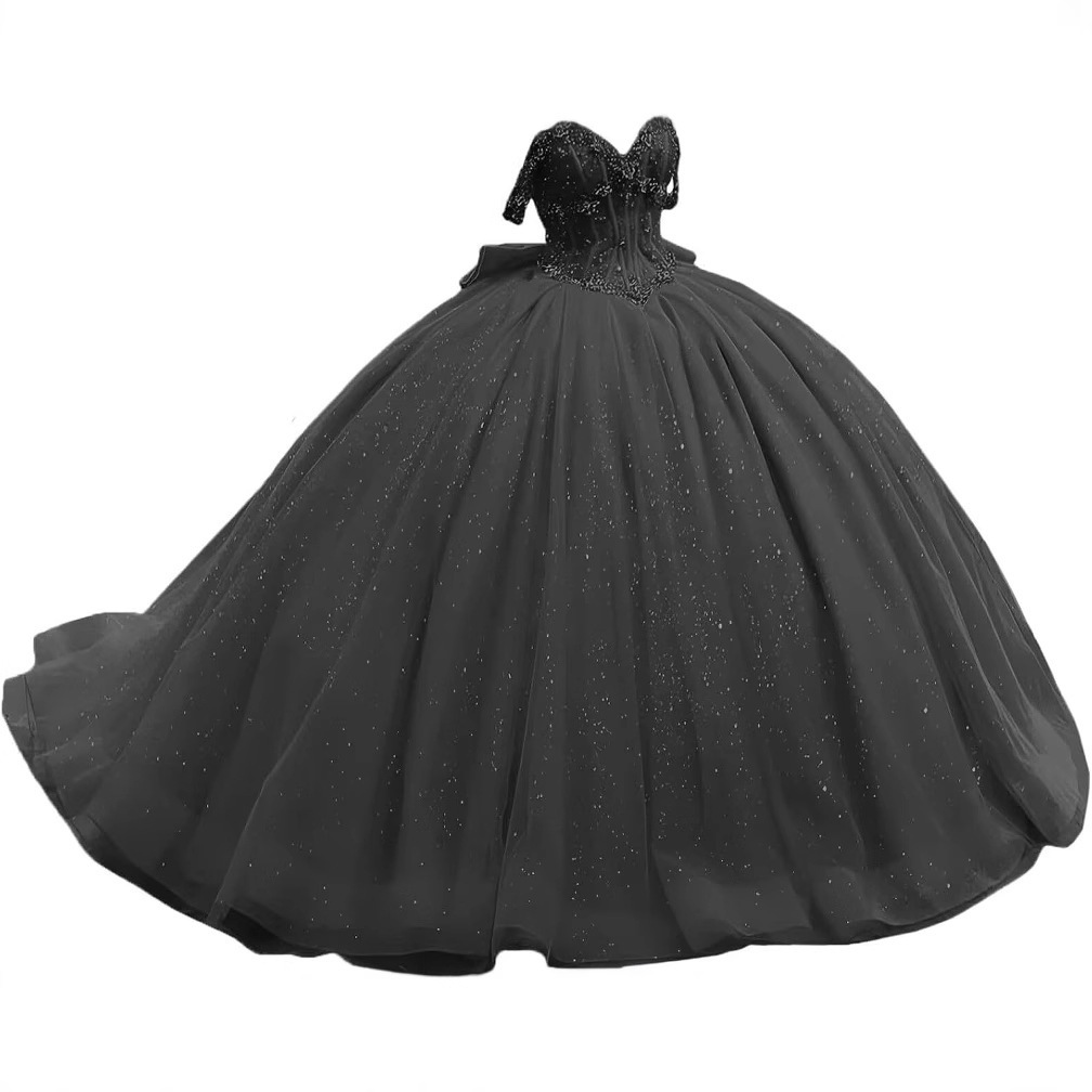 Vestido de noche de cola, top de tubo de un solo hombro, vestido de fiesta para adultos, vestido de princesa de hilo esponjoso, vestido de aplicación tridimensional