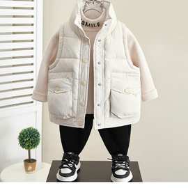 男童羽绒棉马甲冬季2024新款宝宝冬款夹棉加厚马夹儿童装外穿坎肩