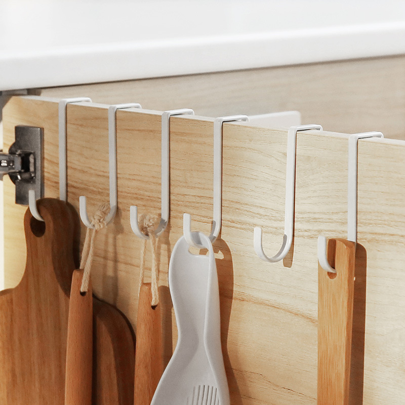 衣柜门钩子厨房橱柜门后免钉免打孔双挂钩现代简约门背式铁艺挂钩