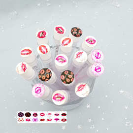 外贸带管睫毛刷嘴唇性感图案睫毛管装刷美妆整理睫毛工具新品批发