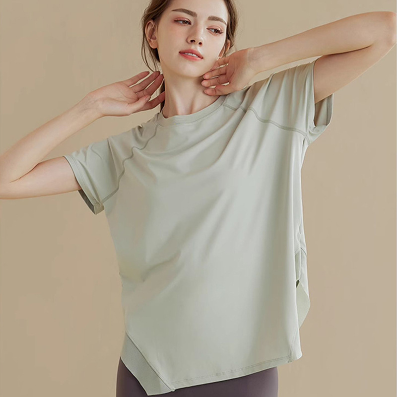 Camelei High-end Yoga Top Women's Loose Slimming Sports T-shirt Short-sleeved Breathable Mesh Running Fitness Clothes