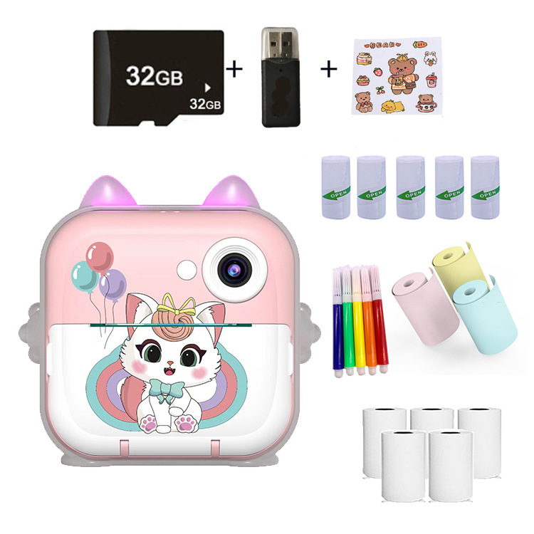 Nuevo cross-border Q5 arco iris gato fotocamera digital infantil adorable mini HD cámara de impresión térmica