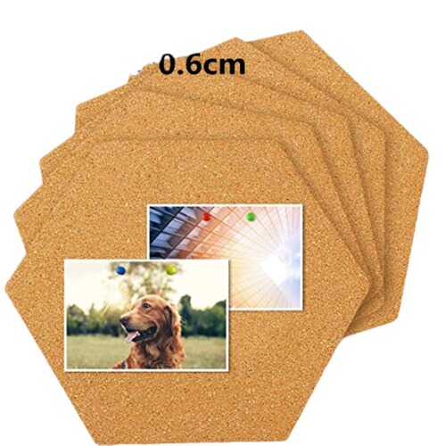 Hexagonal square corkboard photo wall message board adhesive self-adhesive background wall promotional board cork wall sticker