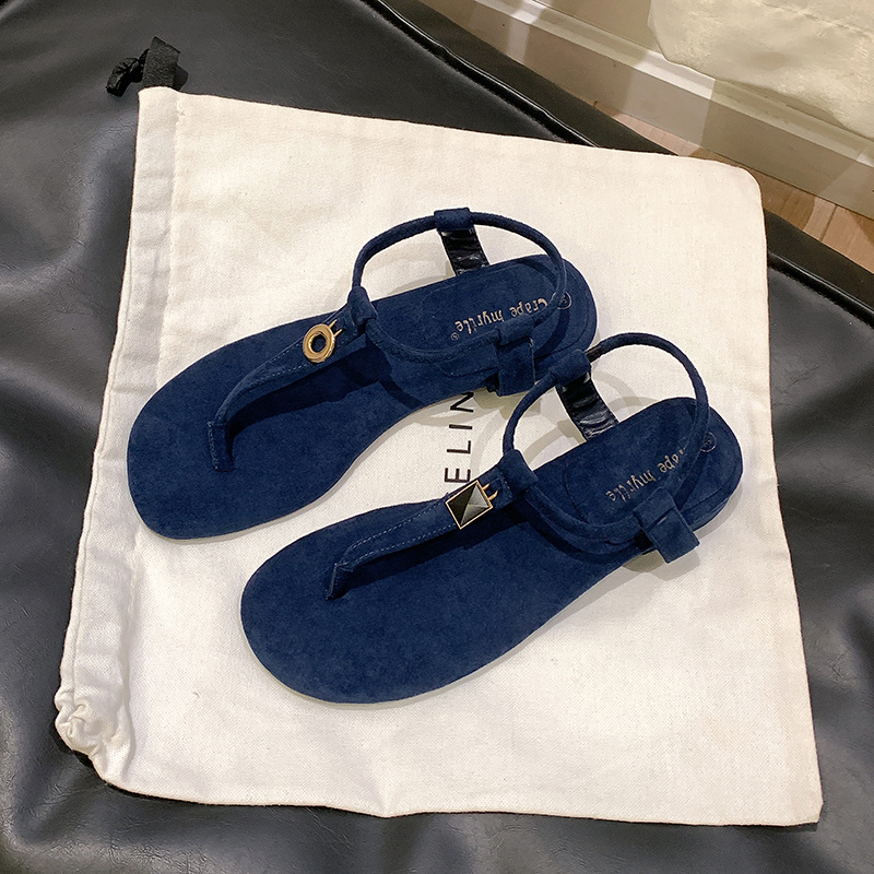 Sandalias planas con correa en T y hebilla dorada con diseño retro de pato mandarín para mujer, estilo veraniego, para ir al trabajo. image 1
