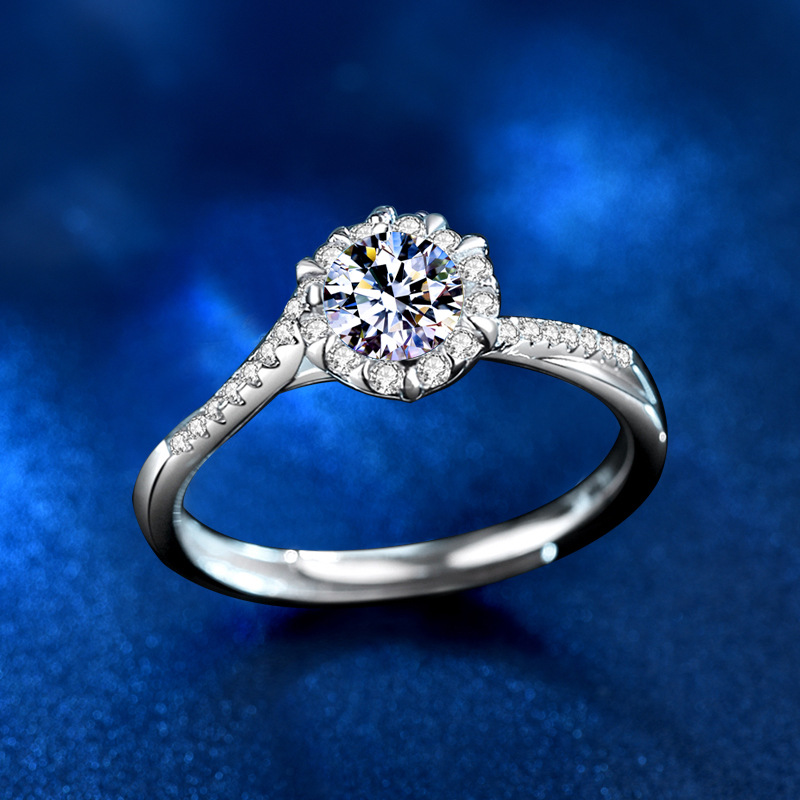Rings Classification 1 Piece Quantity Wedding, Engagement Occasion 925 Sterling Silver Moissanite Round Rings