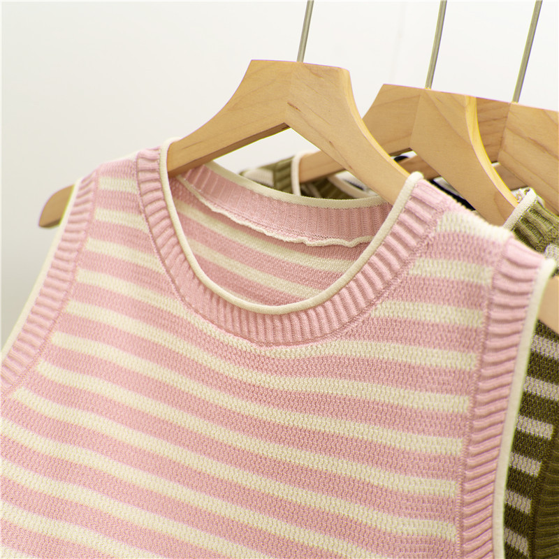 商品详情图_条纹吊带背心女士夏季外穿圆领修身显瘦内搭短款无袖