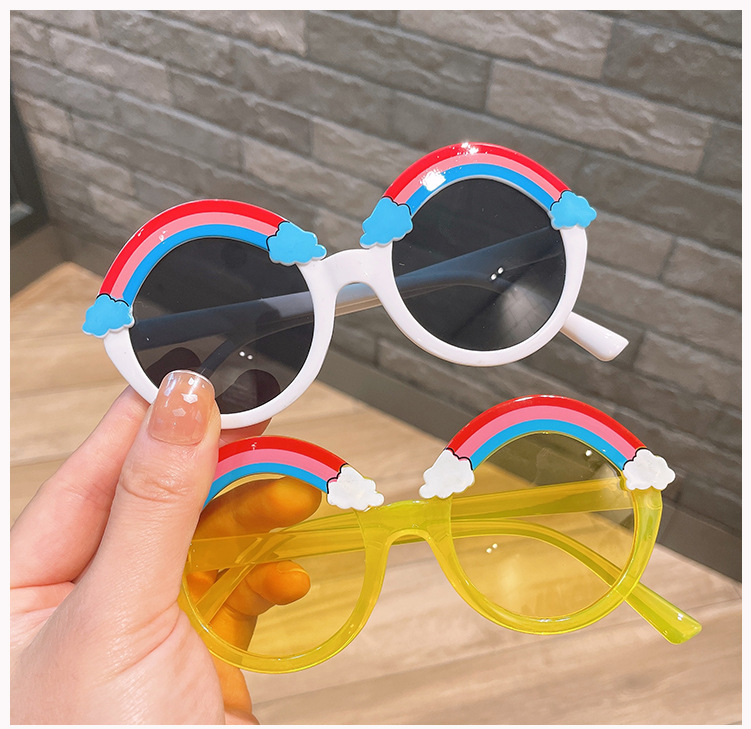 Mignon Arc-en-ciel Cadre Rond Plein Cadre Enfants Lunettes De Soleil display picture 3