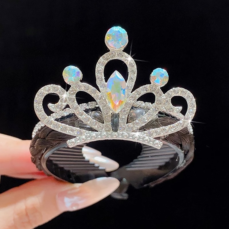 Princesa pequeño tocado de corona rendimiento infantil corona de alta gama hebilla de pelo de bola de alta gama artefacto para el cabello accesorios para el cabello para niñas