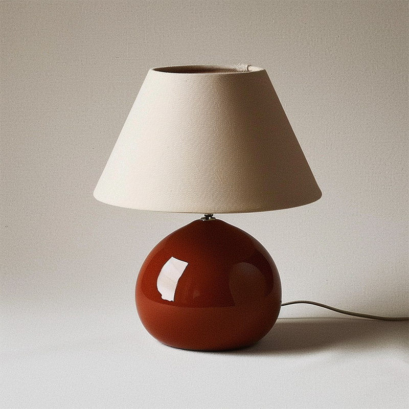 French-Style Vintage Night Light, Cute Chestnut Designer Japanese Minimalist Bedroom Bedside Lamp, Red Table Lamp, Ambiance Light