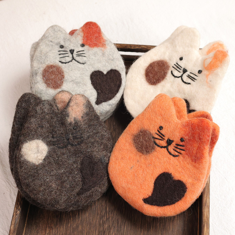 INS estilo fieltro lana amor gato montaña aislante absorbente mantel foto apoyos regalo personalizado decoración de escritorio