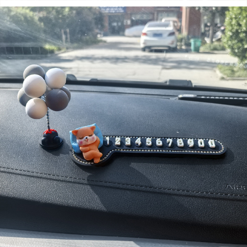Tarjeta de estacionamiento temporal para automóvil, panda creativo, teléfono móvil, placa de número, automóvil, automóvil, suministros de estacionamiento, decoración del automóvil