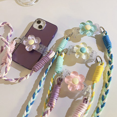 Small fresh crystal flower back clip outdoor hanging neck strap universal mobile phone case mobile phone lanyard diagonally across mobile phone chain jewelry