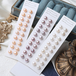 Natural freshwater pearl earrings women's steamed bread beads 925 silver needle net red commuter earrings sold by the package 10 consideration