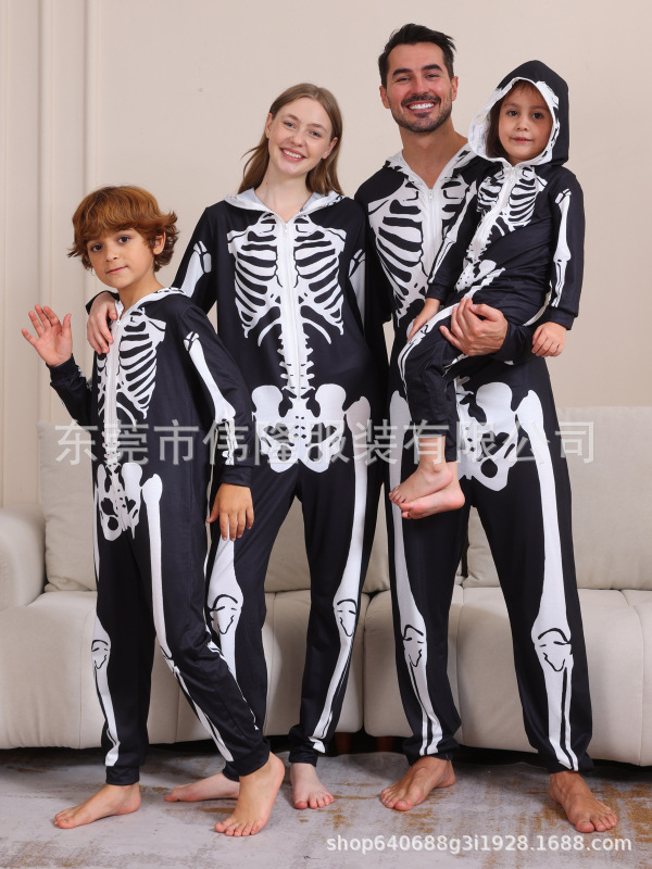2024 クロスボーダーヨーロッパとアメリカの男の子と女の子の婦人服男性のハロウィンクリスマス家族親子ワンピースパジャマ|undefined