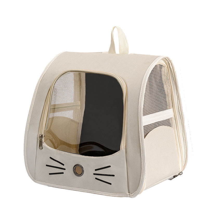 猫バッグ、旅行用ペットバックパック、キャビン猫スクールバッグ、ショルダーケージ、多機能バッグ、車載折りたたみ、なだめる、傷防止|undefined