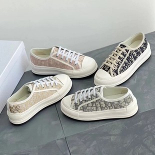 D home vintage breathable thick-soled canvas women's shoes increased in height all-match embroidered canvas shoes classic letter sports shoes