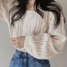 M 21070 Knitted Square Neck Sweater �黨ᘿ�ë�� �羳�W����