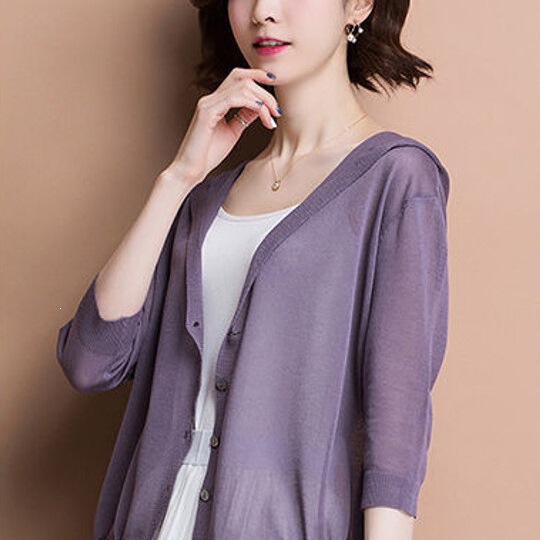 Loose Ice Silk Knit Cardigan for Women 2025, Short Sun-Protective Thin Stylish Summer Hooded Shawl Air Conditioning Shirt New Style Loose Ice Silk Knit Cardigan for Women 2025, Short Sun-Protective Thin Stylish Summer Hooded Shawl Air Conditioning Shirt New Style