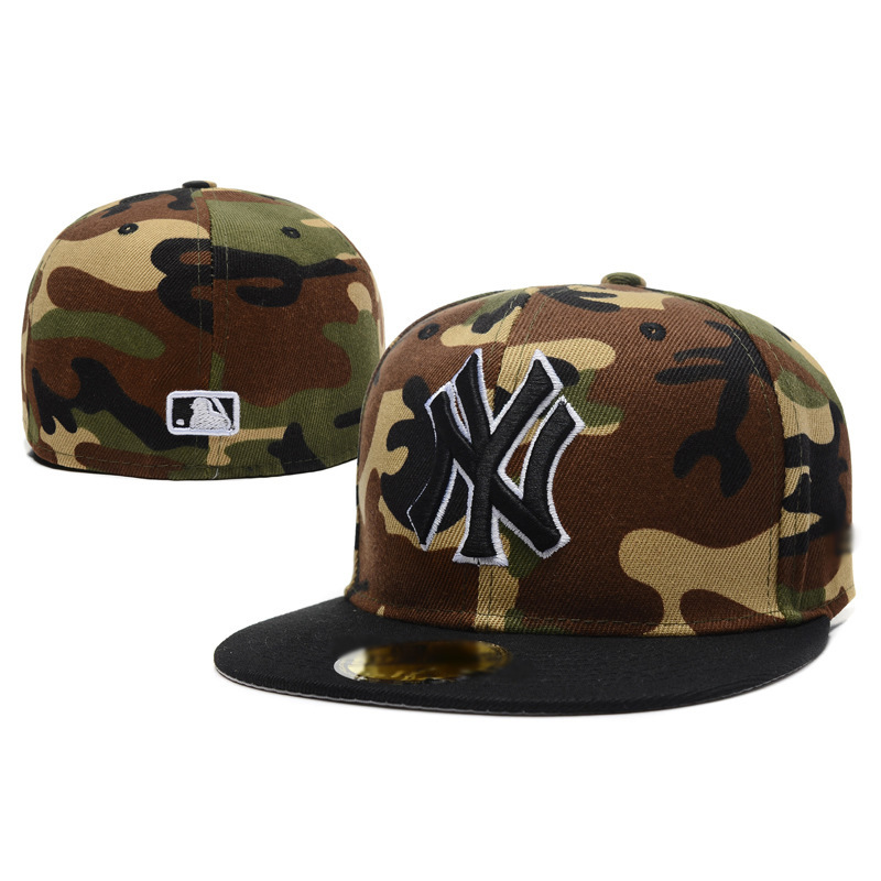 Comercio exterior transfronterizo Gorra de béisbol MLB Gorra de ala plana de camuflaje Liga de deportes americanos Gorra cerrada Tamaño de moda Gorra plana