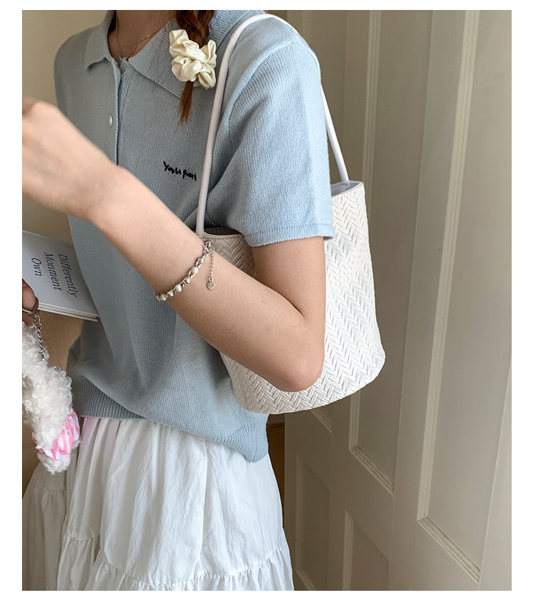 Trendy large-capacity woven bag, fashionable handbag, 2025 new style, versatile bucket bag, simple shoulder bag, underarm bag undefined