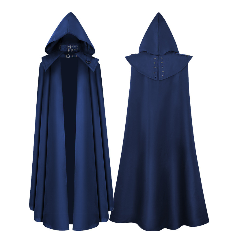 Medieval hooded coat Gothic cloak long trench Halloween devil wizard death cloak robe cape
