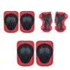 Red protective gear, knee pads, elbow pads, hand cream, set