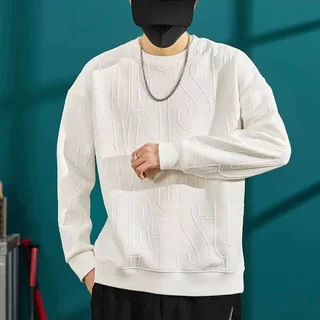 2023春秋季新款重磅男装卫衣宽松潮流时尚圆领百搭休闲长袖T恤男
