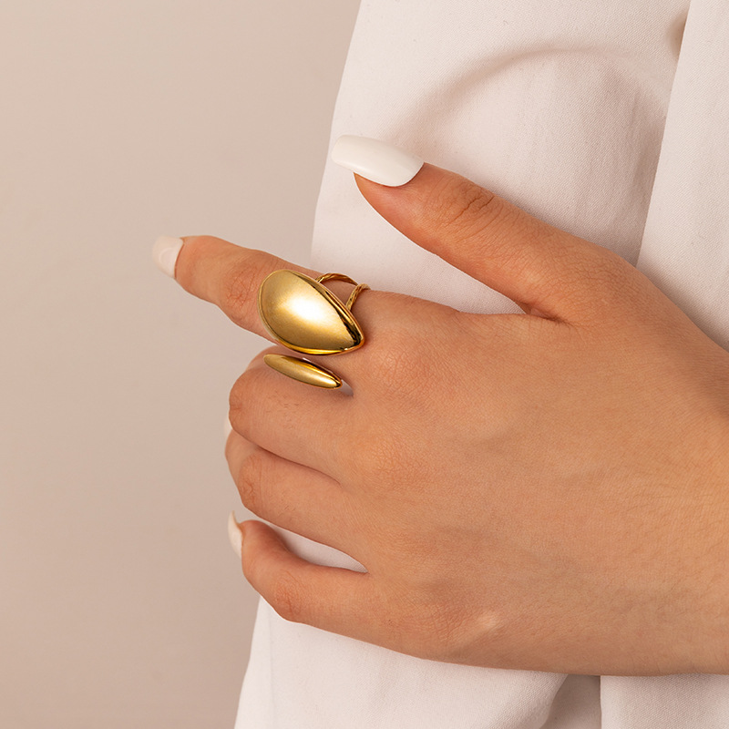 PVD Coated Gold Plating Process Real Gold Plated Plating Material Open Rings Classification Wholesale Jewelry French Style Modern Style Irregular Snake 304 Stainless Steel 18K Gold Plated Plating Open Rings