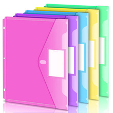 亚马逊热销标签款A4文件袋 魔术贴粘扣PP塑料彩色文件袋 厂家批发