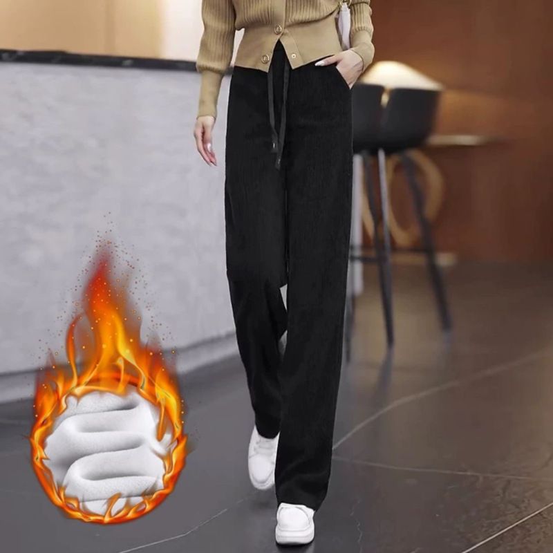 Pantalones rectos de lana de meandruño para mujeres primavera, otoño y invierno 2025 nuevos pantalones de pierna ancha de cintura alta y delgada sueltos y colgantes