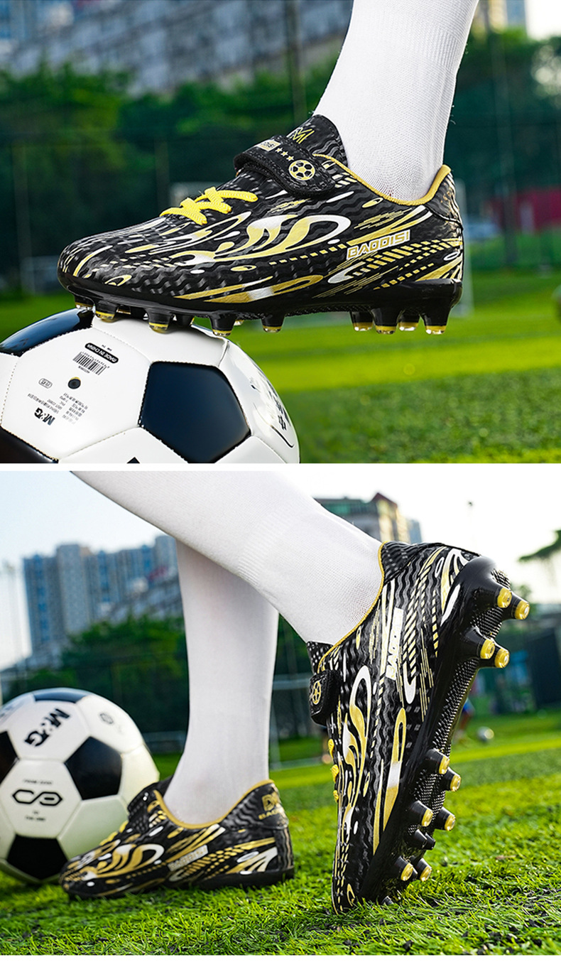 Calcio con nastro magico transfrontaliero per ragazzi e ragazze, scarpe per bambini, scarpe da calcio lunghe con chiodi professionali per studenti delle scuole elementari_voghion.com