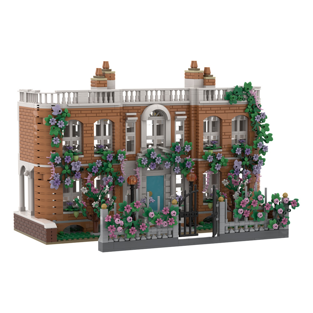 Bridgerton House Art Museum Street View Garden Building Model Toy Small Particle Puzzle Assembling Building Blocks