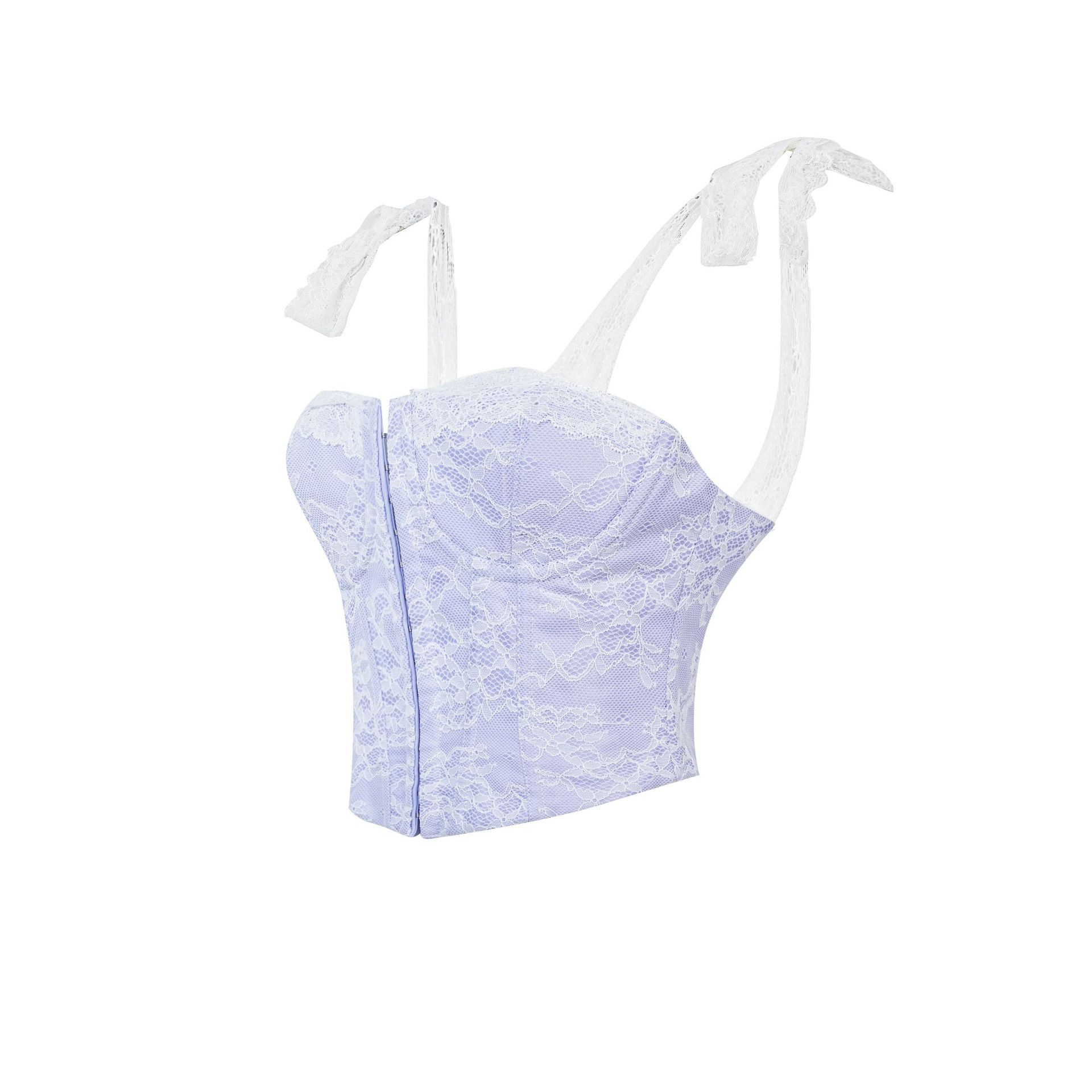 Nuevo botón delantero de mujer sin mangas encaje púrpura con cojín de pecho chaqueta de hueso de pescado comercio electrónico transfronterizo