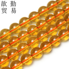 天然7A級黃水晶散珠 圓珠黃水晶半成品 DIY飾品 廠家批發