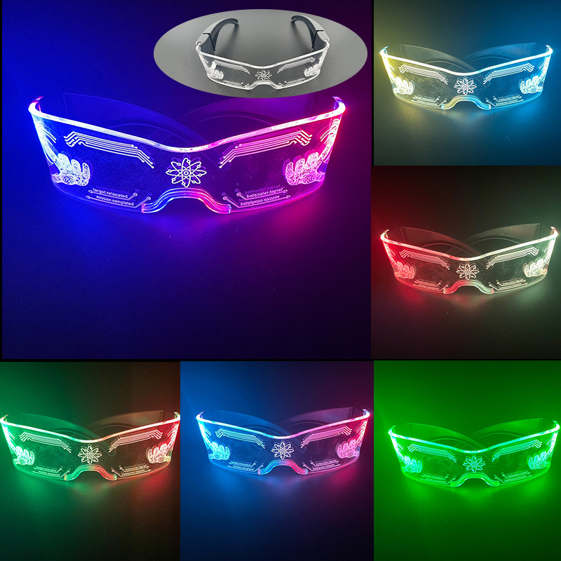 LED gafas luminosas plegables tecnología cyberpunk gafas luminosas bungee bar fiesta iluminación cheerleading