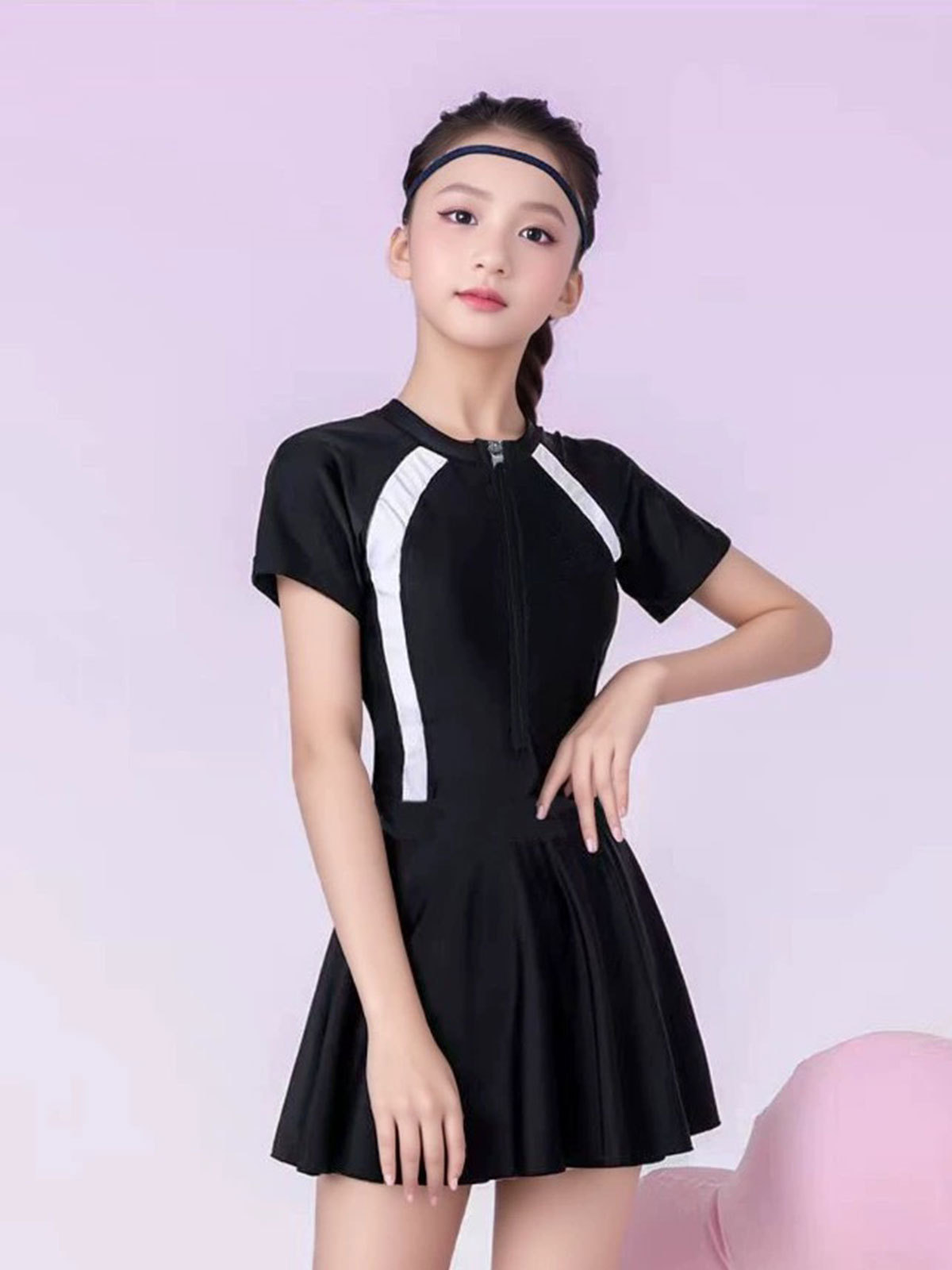 Traje de baño para niños, niña grande, protector solar de media manga, niña de una pieza, niño de 6 a 16 años, princesa, traje de baño lindo de una pieza