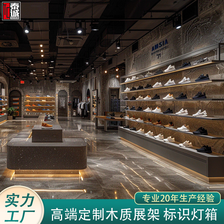 厂家供应鞋子专卖店用的展柜多层板带灯男装皮鞋商用展柜鞋拖展架