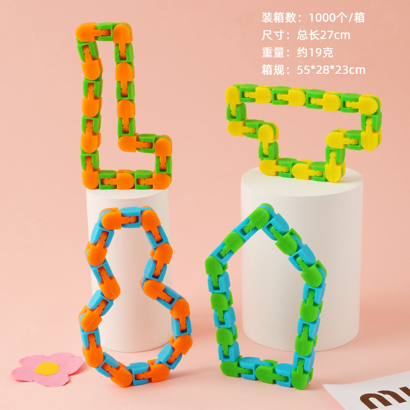 Pulsera de fluido mágico transfronterizo cambiable cadena de bicicleta de descompresión plegable de 24 secciones pista de cadena de juguete al por mayor