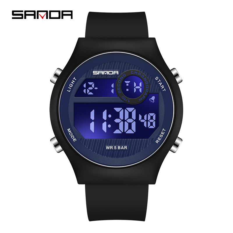 SANDA Sanda movimiento electrónico reloj electrónico de moda de estudiantes de secundaria secundaria reloj electrónico multifuncional luz nocturna reloj despertador estudiante reloj