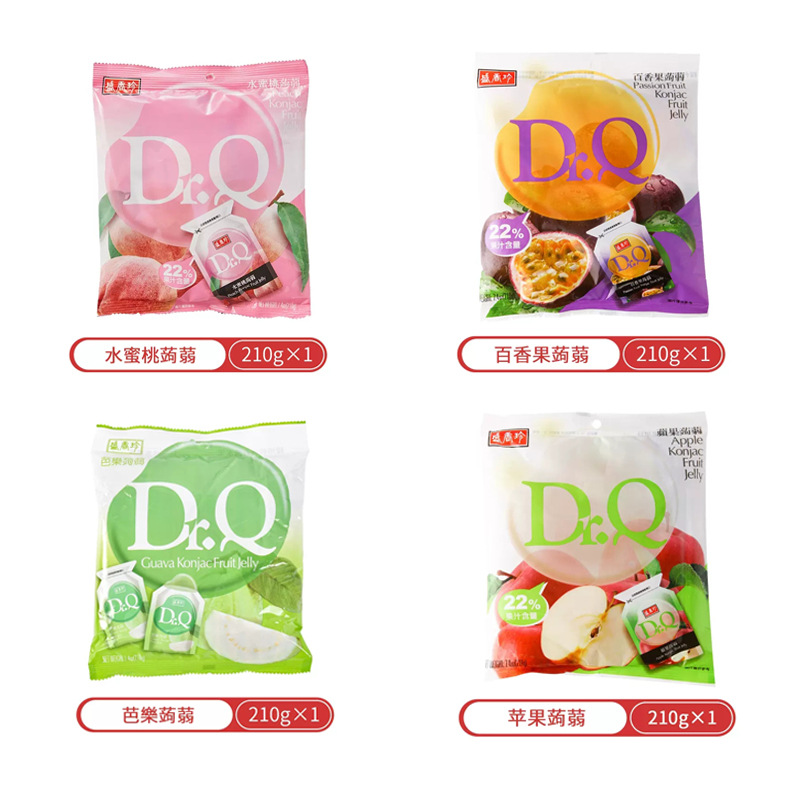 新货中国台湾盛香珍Dr.Q苹果蒟蒻果冻网红含22%果汁百香果水蜜桃
