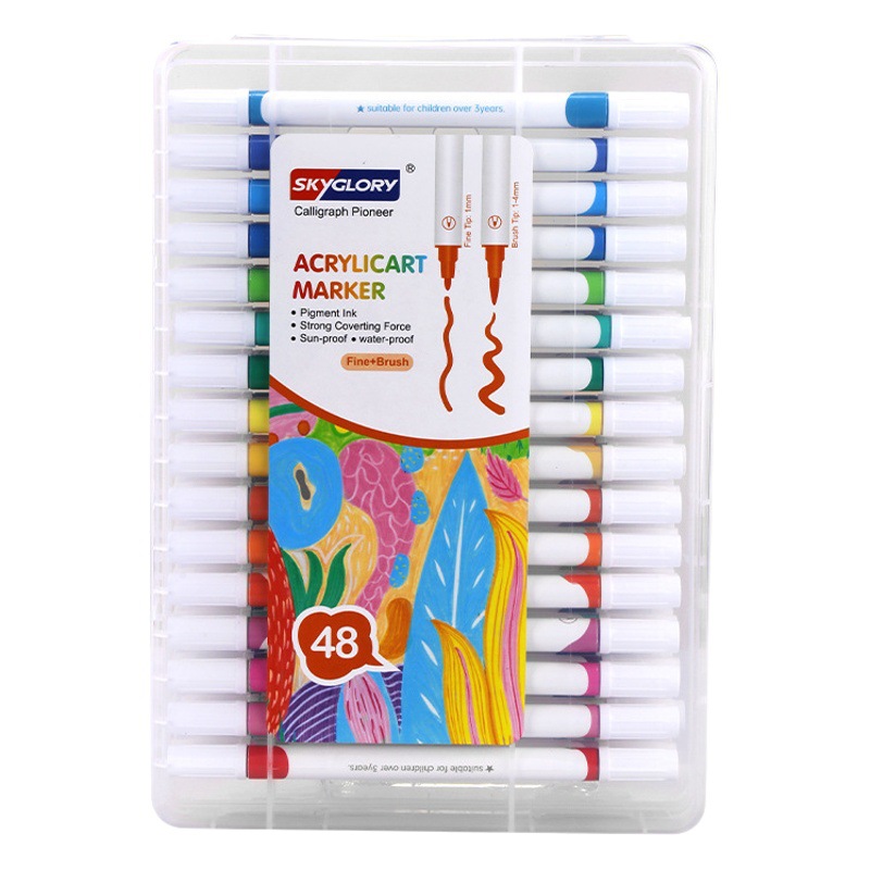 Niños bricolaje arte suministros acuarela pluma fabricante Amazon Venta caliente estudiante pintura pluma de acrílico de doble cabeza